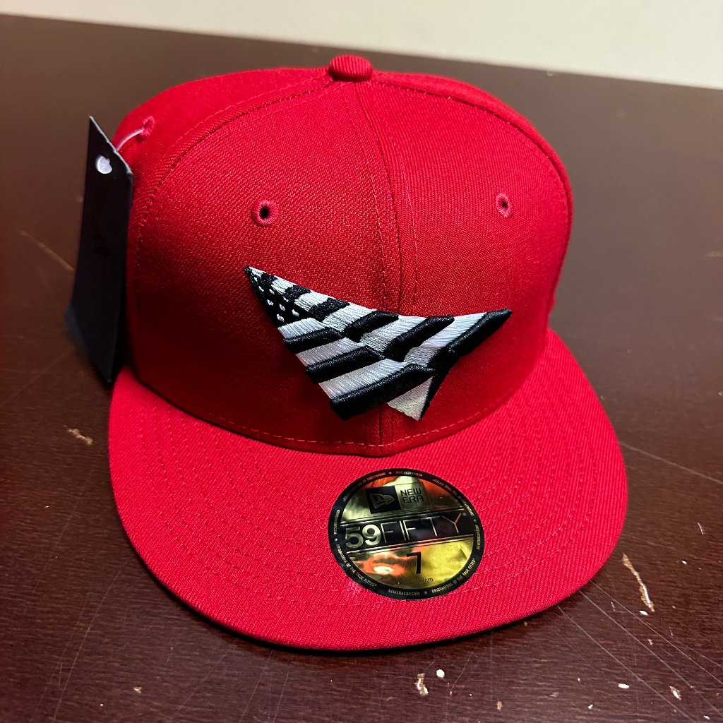 Paper Planes Mens Red New Era 59fifty Classic Embroidered Fitted Hat Size 7 1/8